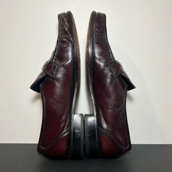 Mens FLORSHEIM Como Cognac Brown Leather Slip On Loafers / Size 10 Medium