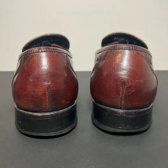 Mens FLORSHEIM Como Cognac Brown Leather Slip On Loafers / Size 10 Medium