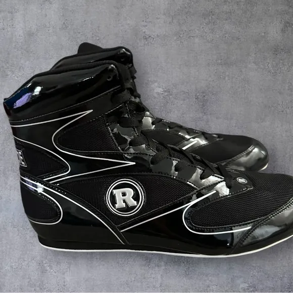 Men’s Ring Side Black Round Toe Lace up Wrestling Shoes, Size 10.