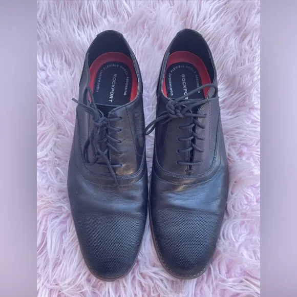 MENS ROCKPORT S Black Leather  Shoes Size 10 Comfort.