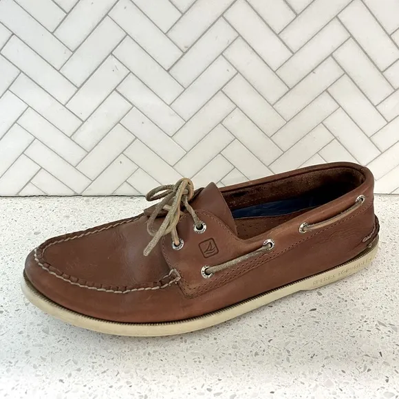 Men’s Sperry Authentic Original 2 Eye Leather Boat Shoes Brown Size 12
