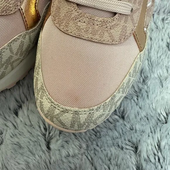 Michael Kors Maddy Two-Toned Pink Rose Gold Logo Lace Up Sneakers Size 7M New*