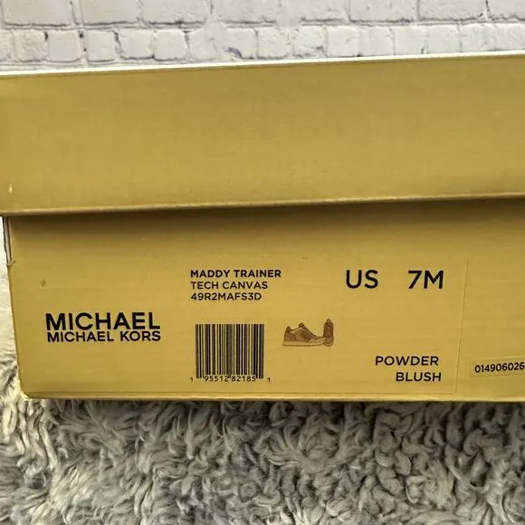 Michael Kors Maddy Two-Toned Pink Rose Gold Logo Lace Up Sneakers Size 7M New*