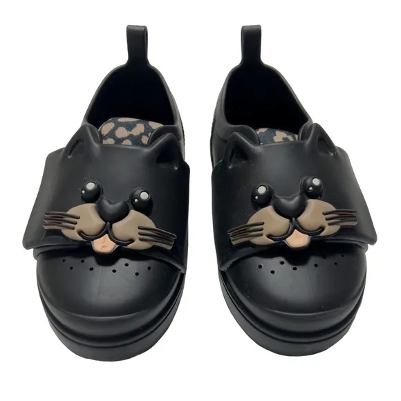 Mini Melissa Black Cat Jelly Trainer Shoes Size 8