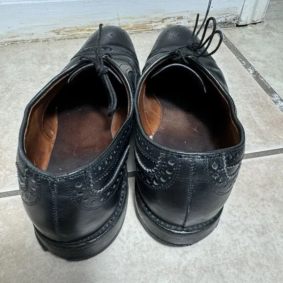 MINT Allen Edmonds Strand Men's 10.5 D Cap Toe Brogue Oxford Black Leather USA