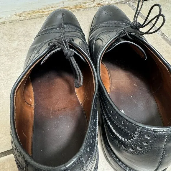 MINT Allen Edmonds Strand Men's 10.5 D Cap Toe Brogue Oxford Black Leather USA