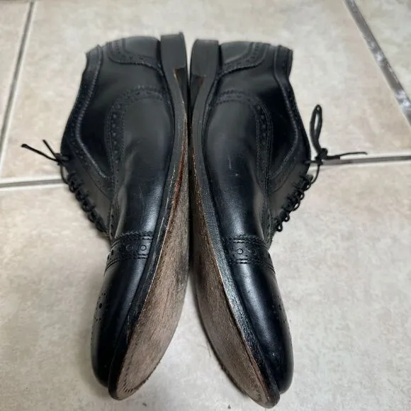 MINT Allen Edmonds Strand Men's 10.5 D Cap Toe Brogue Oxford Black Leather USA