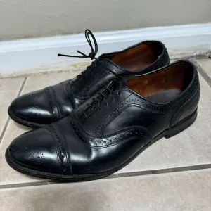 MINT Allen Edmonds Strand Men's 10.5 D Cap Toe Brogue Oxford Black Leather USA