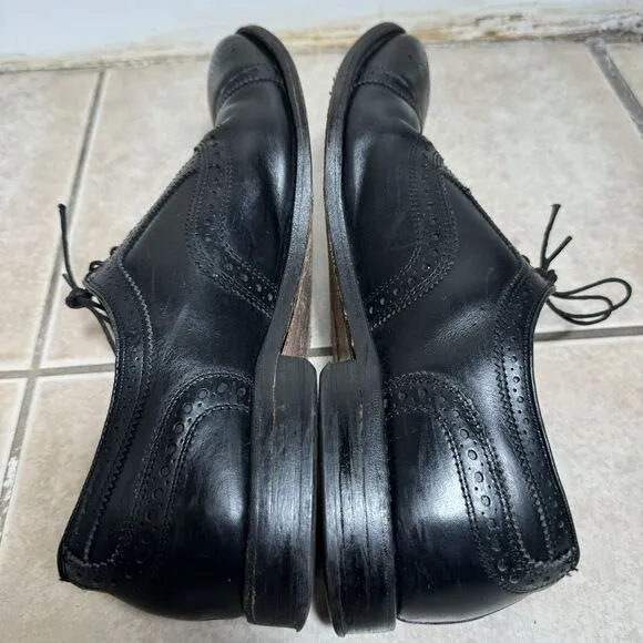 MINT Allen Edmonds Strand Men's 10.5 D Cap Toe Brogue Oxford Black Leather USA