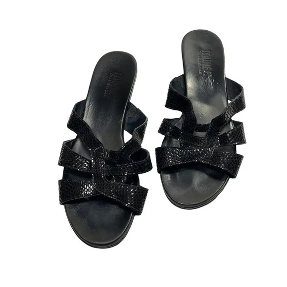 Munro American Sandals Slip on Slides Block Kitten Heel Shoes