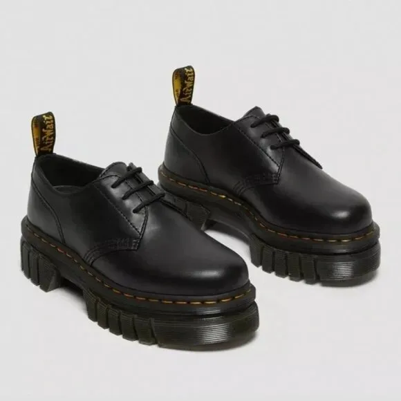 NEW Dr. Martens Audrick Nappa Leather 3-Eye Platform Shoe Size EU 39 US 8 UK 6