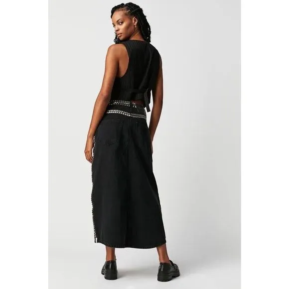 NEW Free People One Teaspoon Black Oak Studded Rocko Skirt Size 27