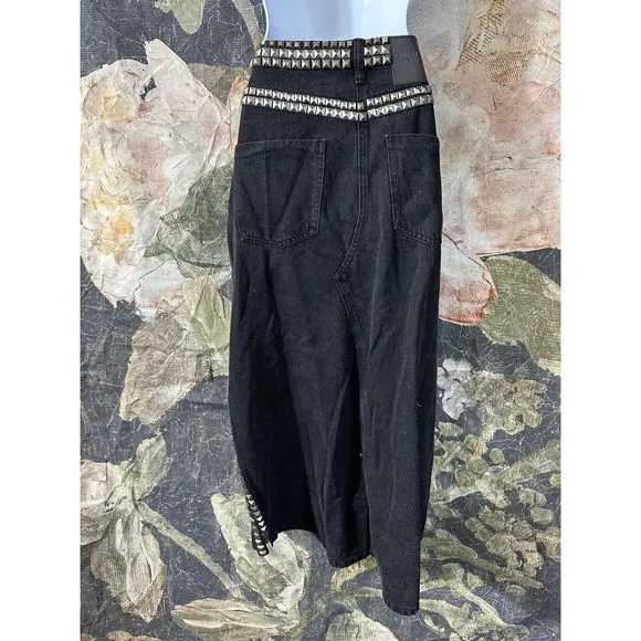 NEW Free People One Teaspoon Black Oak Studded Rocko Skirt Size 27