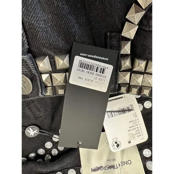 NEW Free People One Teaspoon Black Oak Studded Rocko Skirt Size 27