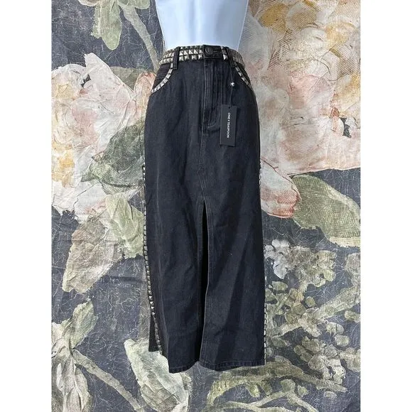 NEW Free People One Teaspoon Black Oak Studded Rocko Skirt Size 27