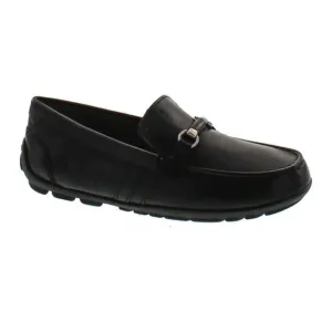 New Geox Kids Black Loafer Slip On Oxford Shoes Leather Moc Toe SZ 10.5