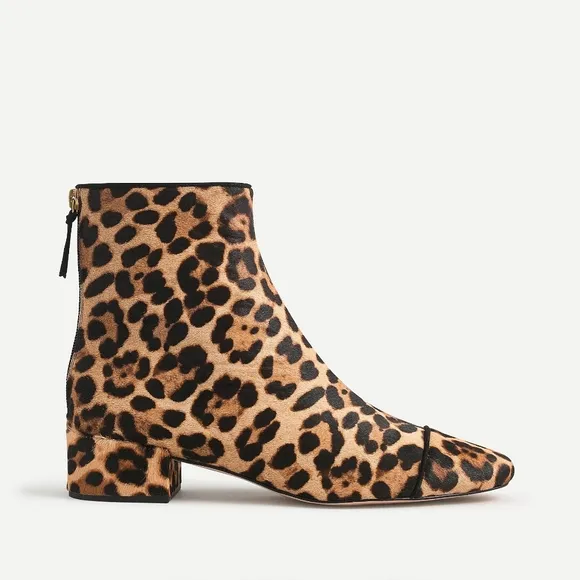 New! J Crew sz 7 7.5 Roxie Cap-toe Ankle Boots Calf Half Leopard Cheetah NWT