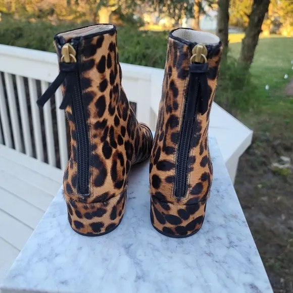 New! J Crew sz 7 7.5 Roxie Cap-toe Ankle Boots Calf Half Leopard Cheetah NWT