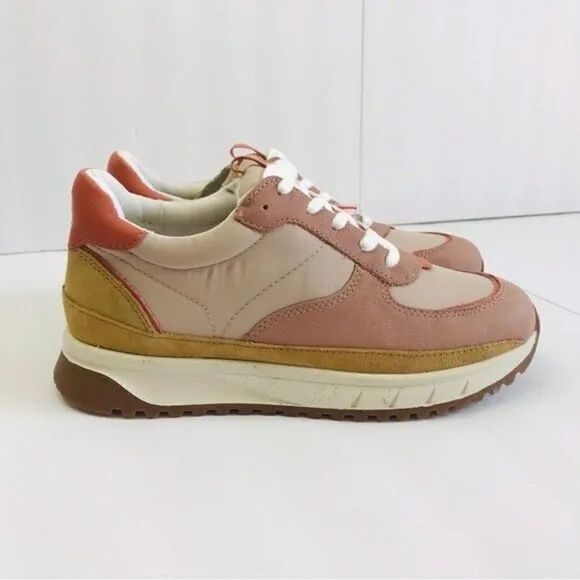 New! Madewell Kickoff Trainer Sneakers Leather Nylon Pink Nubuck Platform Shoes