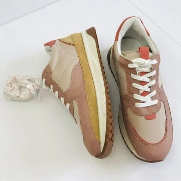 New! Madewell Kickoff Trainer Sneakers Leather Nylon Pink Nubuck Platform Shoes