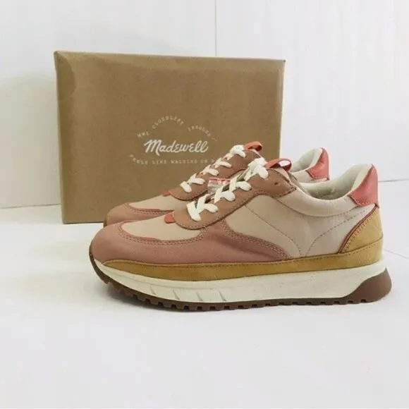New! Madewell Kickoff Trainer Sneakers Leather Nylon Pink Nubuck Platform Shoes