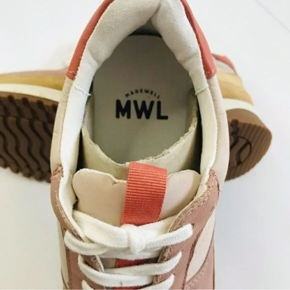 New! Madewell Kickoff Trainer Sneakers Leather Nylon Pink Nubuck Platform Shoes
