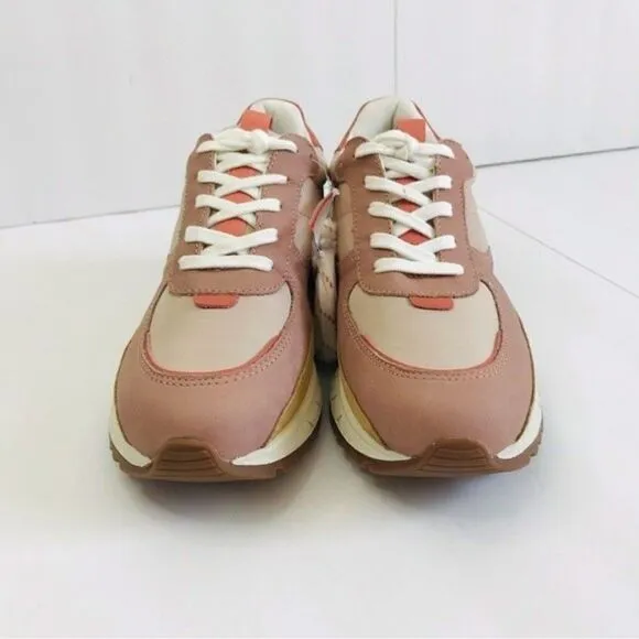 New! Madewell Kickoff Trainer Sneakers Leather Nylon Pink Nubuck Platform Shoes