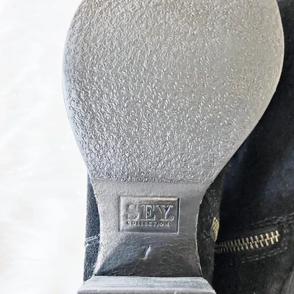 NEW SEY Suede Leather Studded Over The Knee Boots
