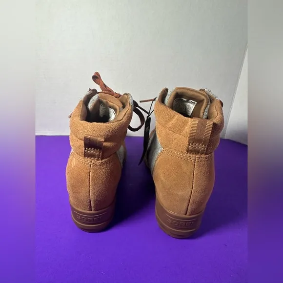 New Sorel Evie Brown Gray Suede Boots Waterproof 7.5