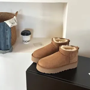 NEW UGG CLASSIC ULTRA MINI PLATFORM CHESTNUT SUEDE WOMEN'S BOOTS