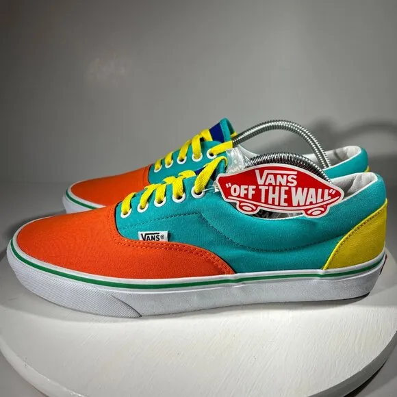 NEW Vans Mens Size 10.5 Comfycush Era Customs Shoes Sneakers Orange Yellow Skate