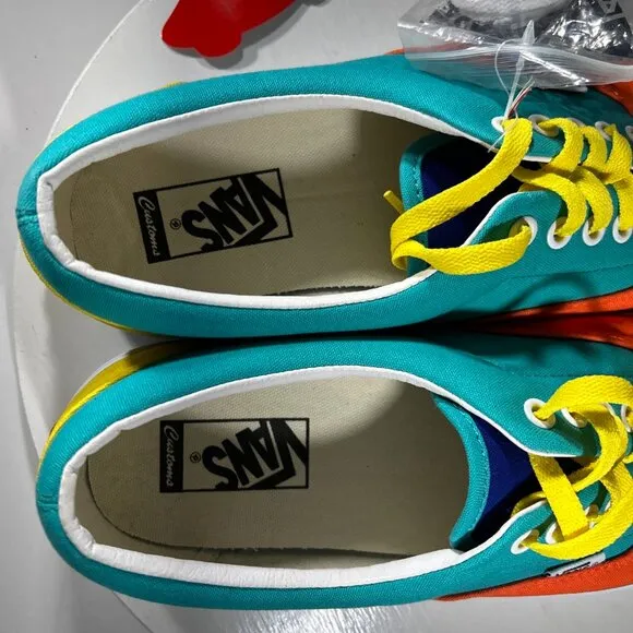 NEW Vans Mens Size 10.5 Comfycush Era Customs Shoes Sneakers Orange Yellow Skate