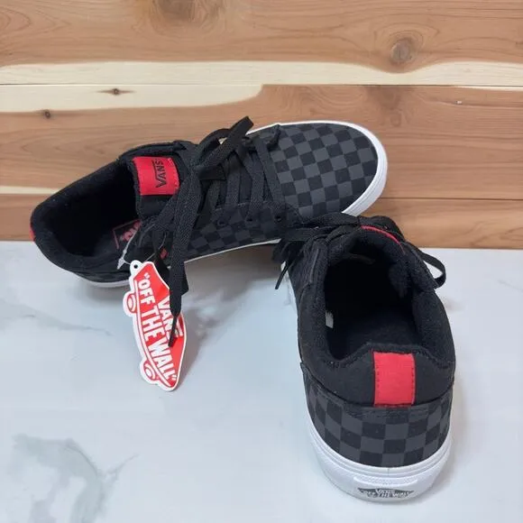 NEW VANS Seldan Checkerboard Black Red Skate Shoes Youth 5.5