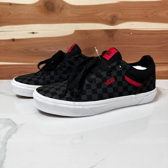 NEW VANS Seldan Checkerboard Black Red Skate Shoes Youth 5.5