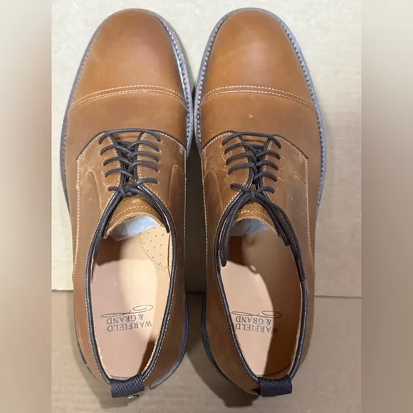 NEW Warfield &amp; Grand Pearson Leather Oxford Men's Dress Shoes Cognac 12 $178
