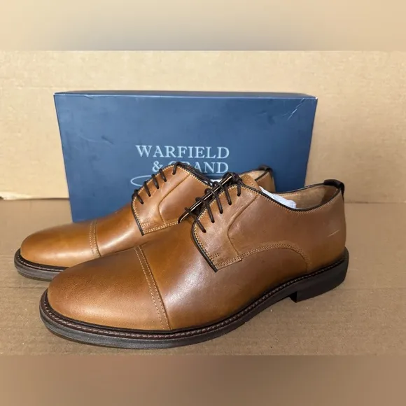 NEW Warfield &amp; Grand Pearson Leather Oxford Men's Dress Shoes Cognac 12 $178