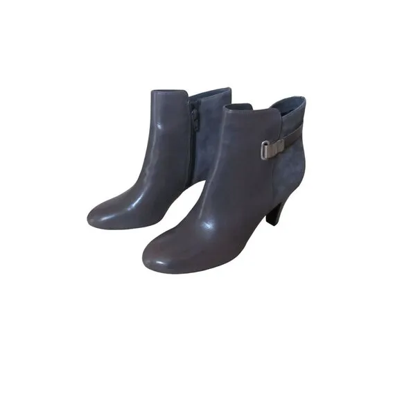 New Woman's Naturalizer Gray Leather Suede Ankle Boots Size 8M