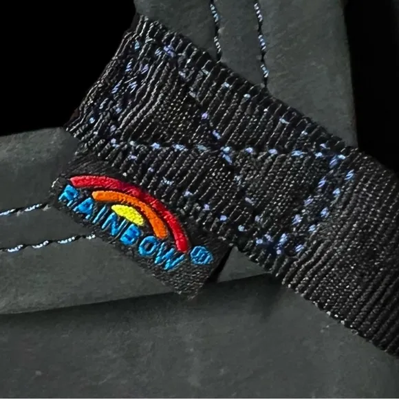 🌈NEW w.tag Rainbow Single Layer Premier Leather Sandal w Blue 1&quot; Midsole  XXXL