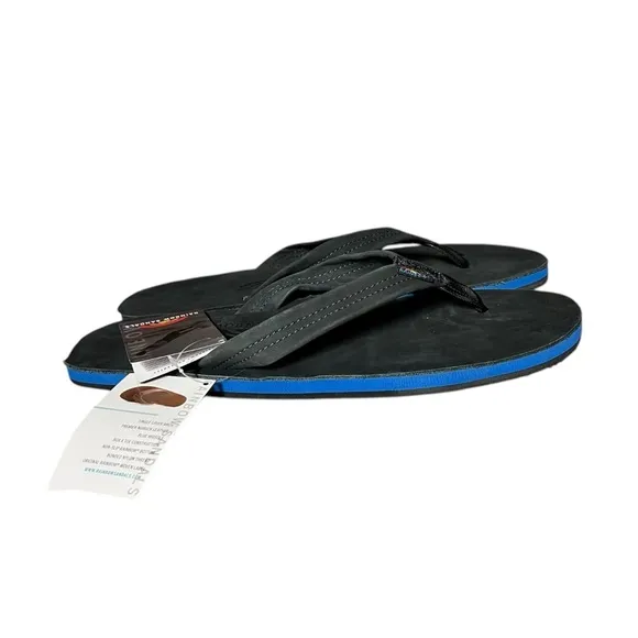 🌈NEW w.tag Rainbow Single Layer Premier Leather Sandal w Blue 1&quot; Midsole  XXXL