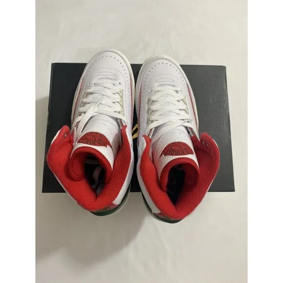 New Youth Size 6Y White Fire Red Air Jordan 2 Retro (GS) Basketball Shoes