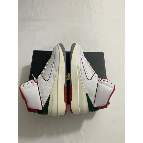New Youth Size 6Y White Fire Red Air Jordan 2 Retro (GS) Basketball Shoes