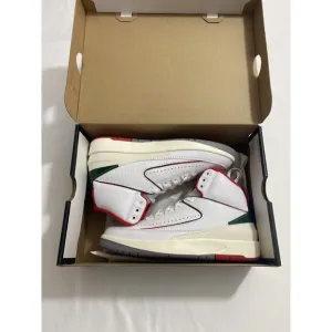 New Youth Size 6Y White Fire Red Air Jordan 2 Retro (GS) Basketball Shoes