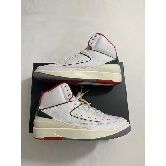 New Youth Size 6Y White Fire Red Air Jordan 2 Retro (GS) Basketball Shoes