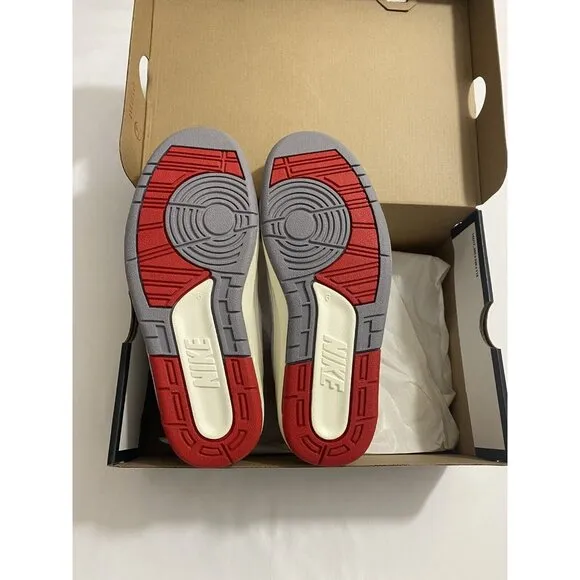 New Youth Size 6Y White Fire Red Air Jordan 2 Retro (GS) Basketball Shoes