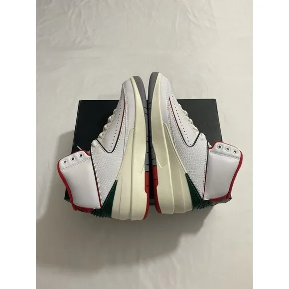 New Youth Size 6Y White Fire Red Air Jordan 2 Retro (GS) Basketball Shoes