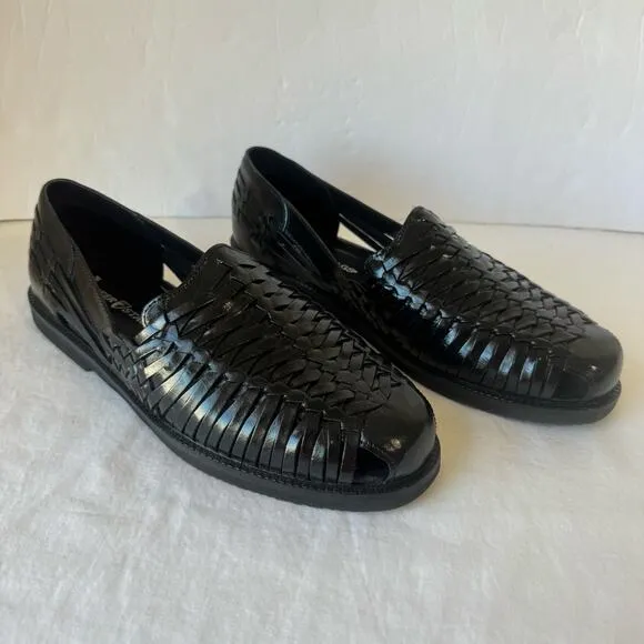 NIB Deer Stags Men's Antonio Woven Leather Shoes Loafer Sandals 10.5 Black