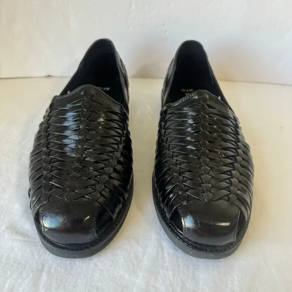 NIB Deer Stags Men's Antonio Woven Leather Shoes Loafer Sandals 10.5 Black