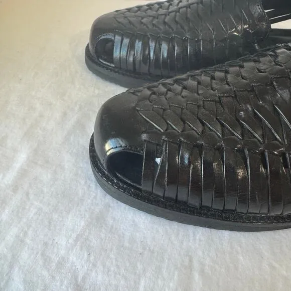 NIB Deer Stags Men's Antonio Woven Leather Shoes Loafer Sandals 10.5 Black