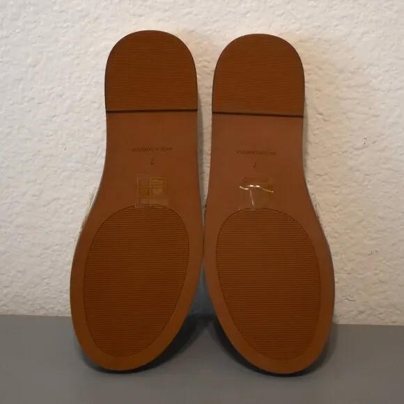 NIB Madewell Cloudlift Lite Woven Leather Slide Sandals Pale Oyster Sz 7