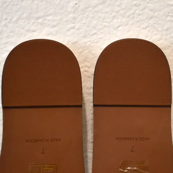 NIB Madewell Cloudlift Lite Woven Leather Slide Sandals Pale Oyster Sz 7